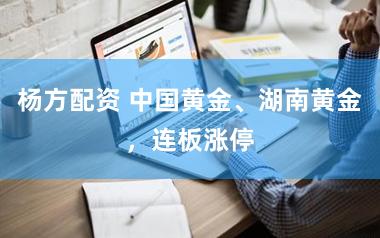 杨方配资 中国黄金、湖南黄金，连板涨停