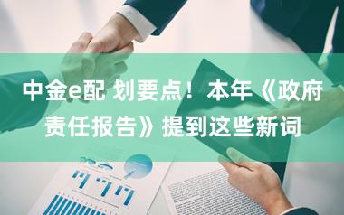 中金e配 划要点！本年《政府责任报告》提到这些新词