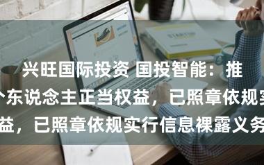 兴旺国际投资 国投智能：推动减合手属个东说念主正当权益，已照章依规实行信息裸露义务